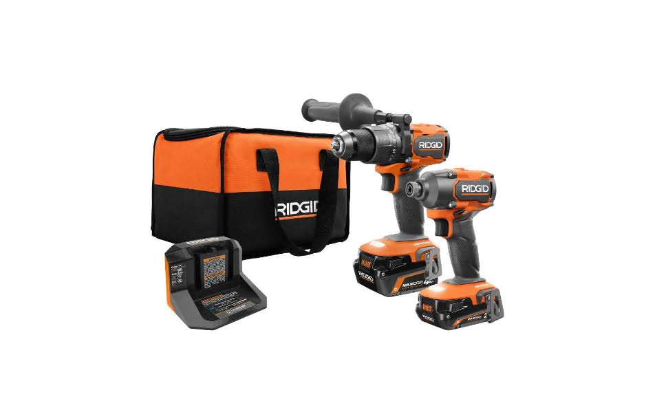 R9208 18V Brushless Cordless 2-Tool Combo Kit with Hammer Drill, Impact Driver, (2) Batteries, Charger, and Bag