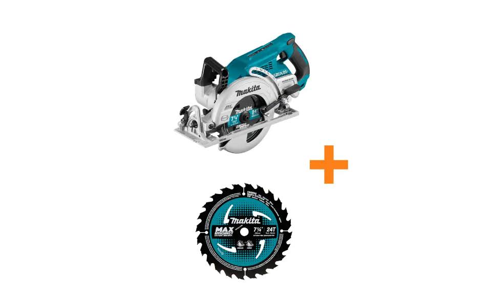 XSR01Z 18-Volt X2  (36-Volt) Brushless Cordless Rear Handle 7.25 in. Circular Saw (Tool-Only) with B61656 Bonus 7.25 in. Saw Blade