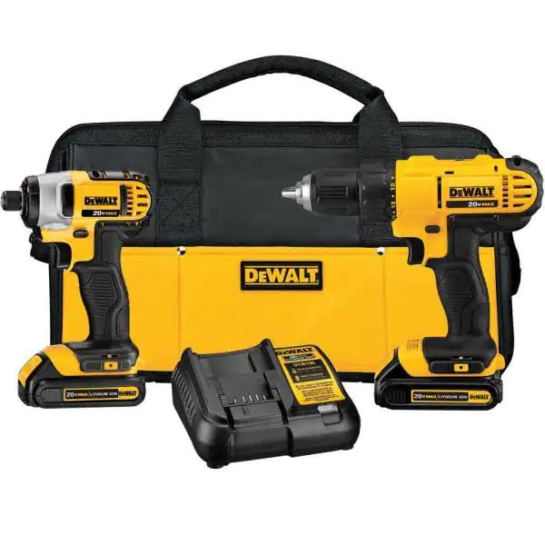 DCK240C2 20-Volt  Cordless Drill/Impact Combo Kit (2-Tool) with (2) 20-Volt 1.3Ah Batteries, Charger   Bag