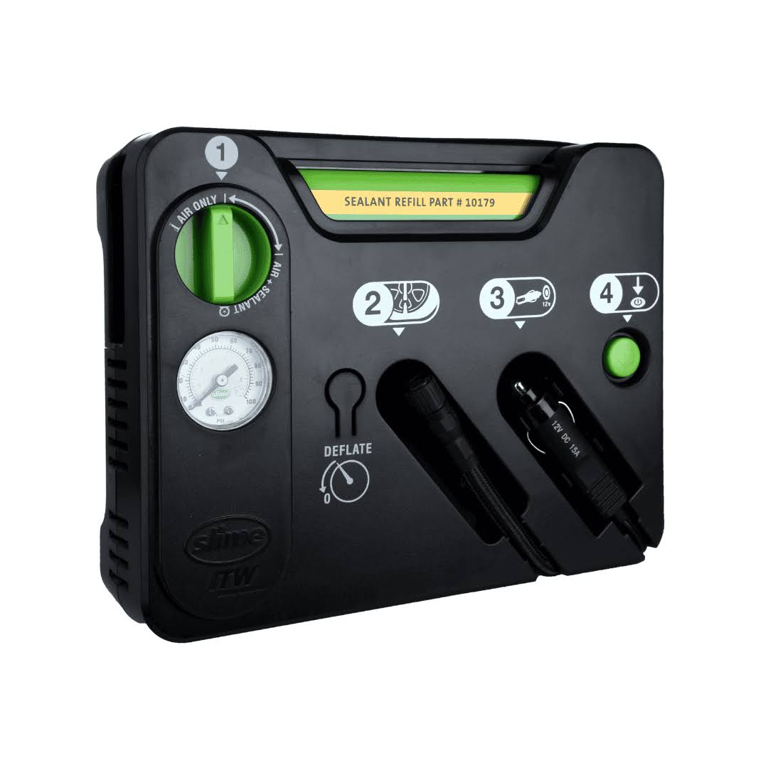 Slime 50122 Flat Tire Puncture Emergency Kit, Includes Sealant and Tire Inflator Pump, 10 Min Fix