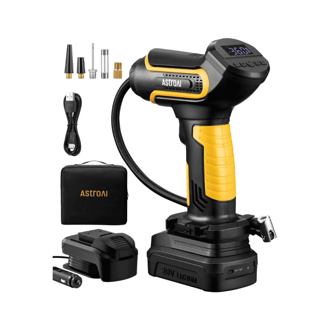 AstroAI Tire Inflator Air Compressor Cordless with 20V Rechargeable Li-ion Battery 150 PSI Portable Handheld Air Pump