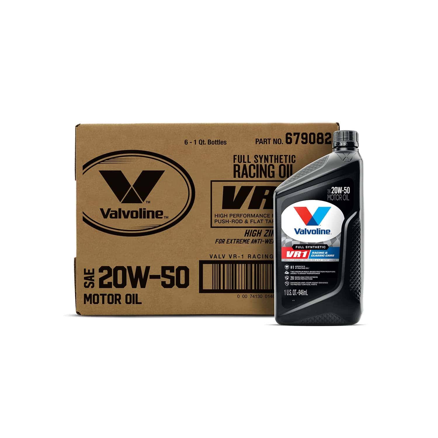 Valvoline VR1 Racing Synthetic SAE 20W-50 Motor Oil 1 QT, Case of 6