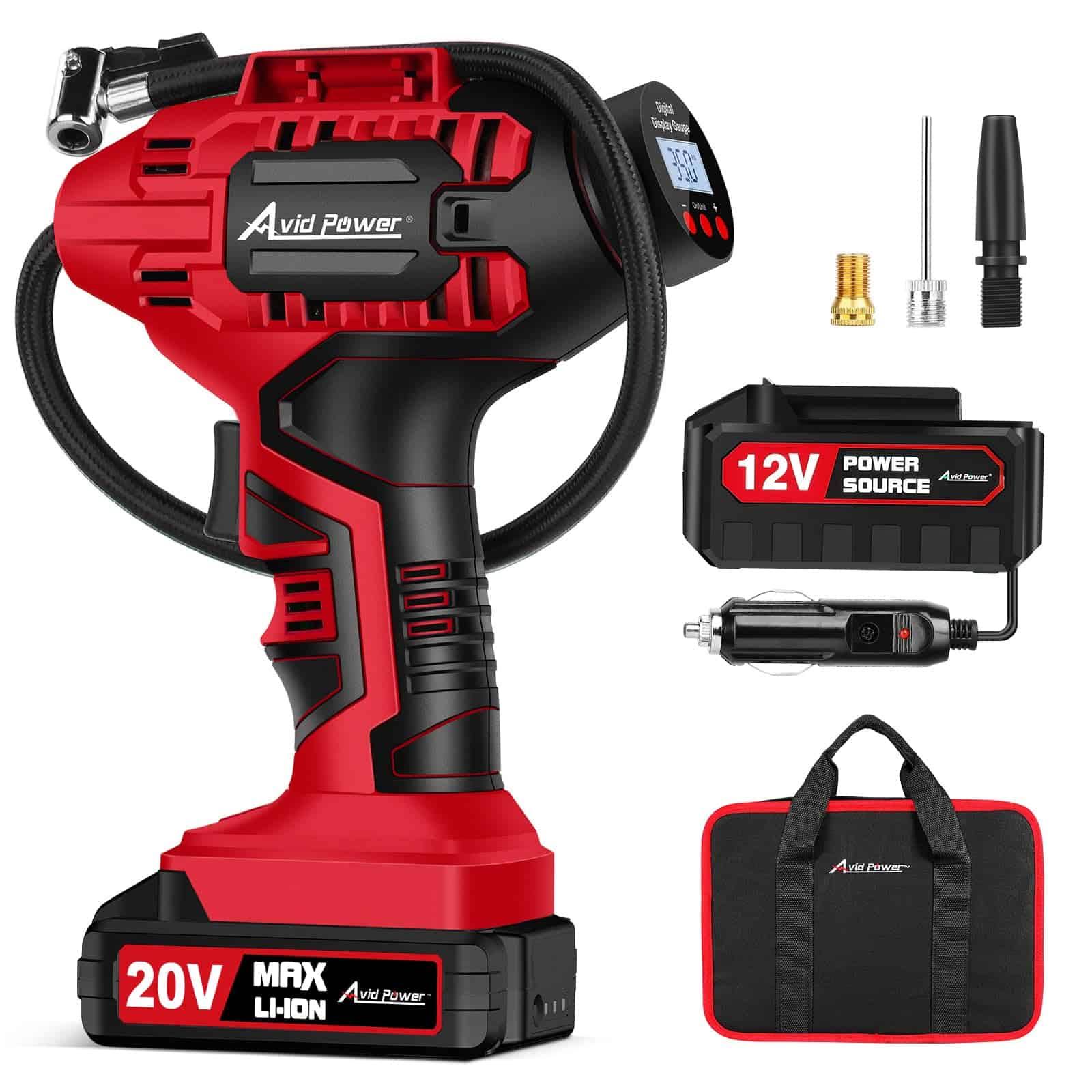 AVID POWER Tire Inflator Air Compressor, 20V Cordless Car Tire Pump