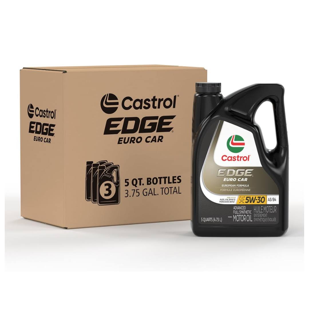 Castrol Edge Euro 5W-30 A3/B4 European Advanced Full Synthetic Motor Oil, 5 Quarts, Pack of 3