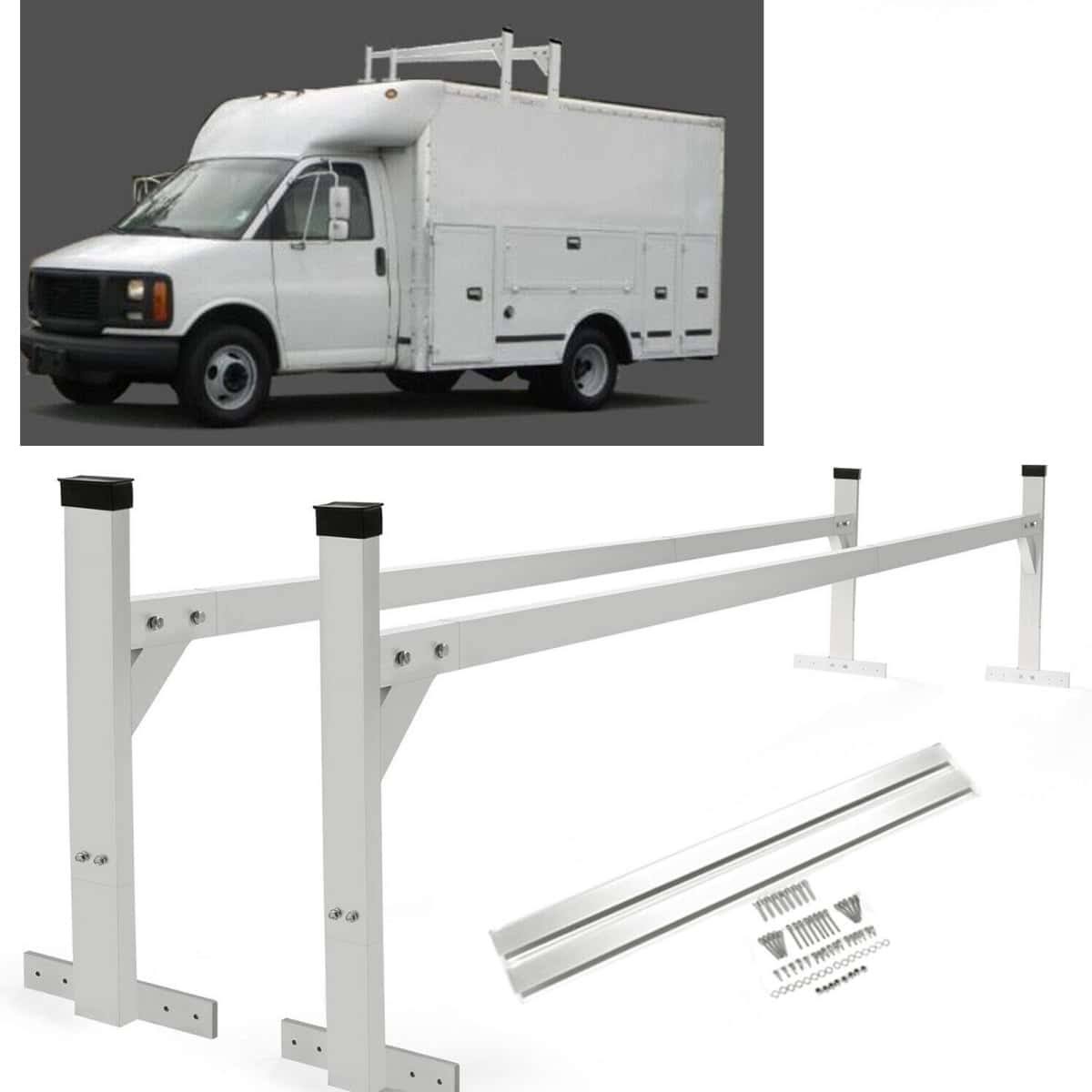 Kojem 4 -8.5  Adjustable Trailer Ladder Roof Rack for Enclosed and Open Trailers Van Aluminum