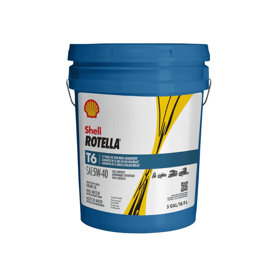Shell Rotella T6 (5 Gal.): Full Synthetic 5W-40 Diesel Oil, Extreme Protection