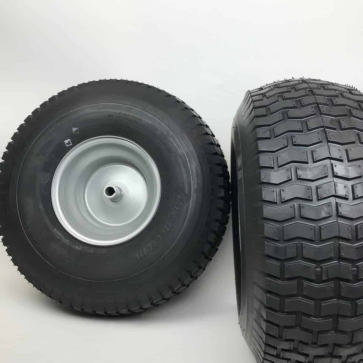 Set of 2   Silver 20 8.00-8 Lawn Mower Tire and Rim   Fits on 3/4 Inch Axle