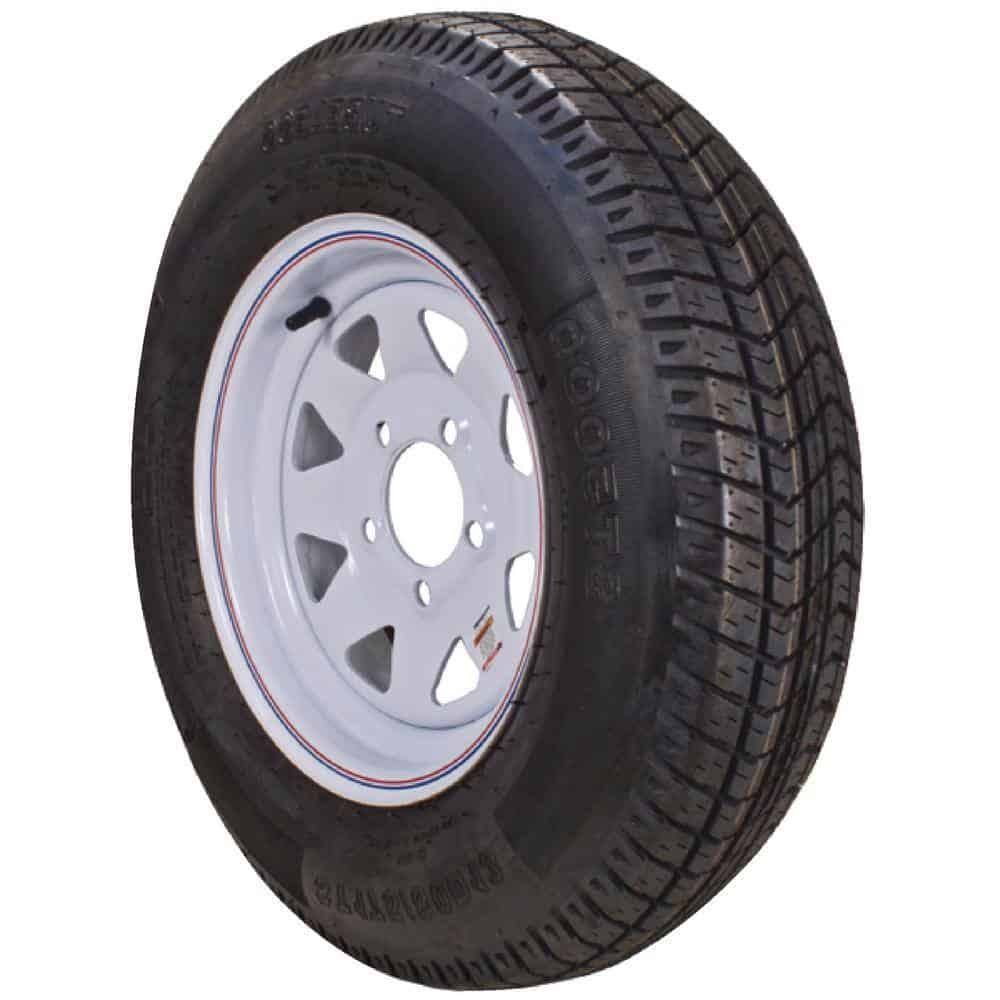 3S640 ST205/75D-15 K550  1820 lb. Load Capacity White with Stripe 15 in. Bias Tire and Wheel Assembly