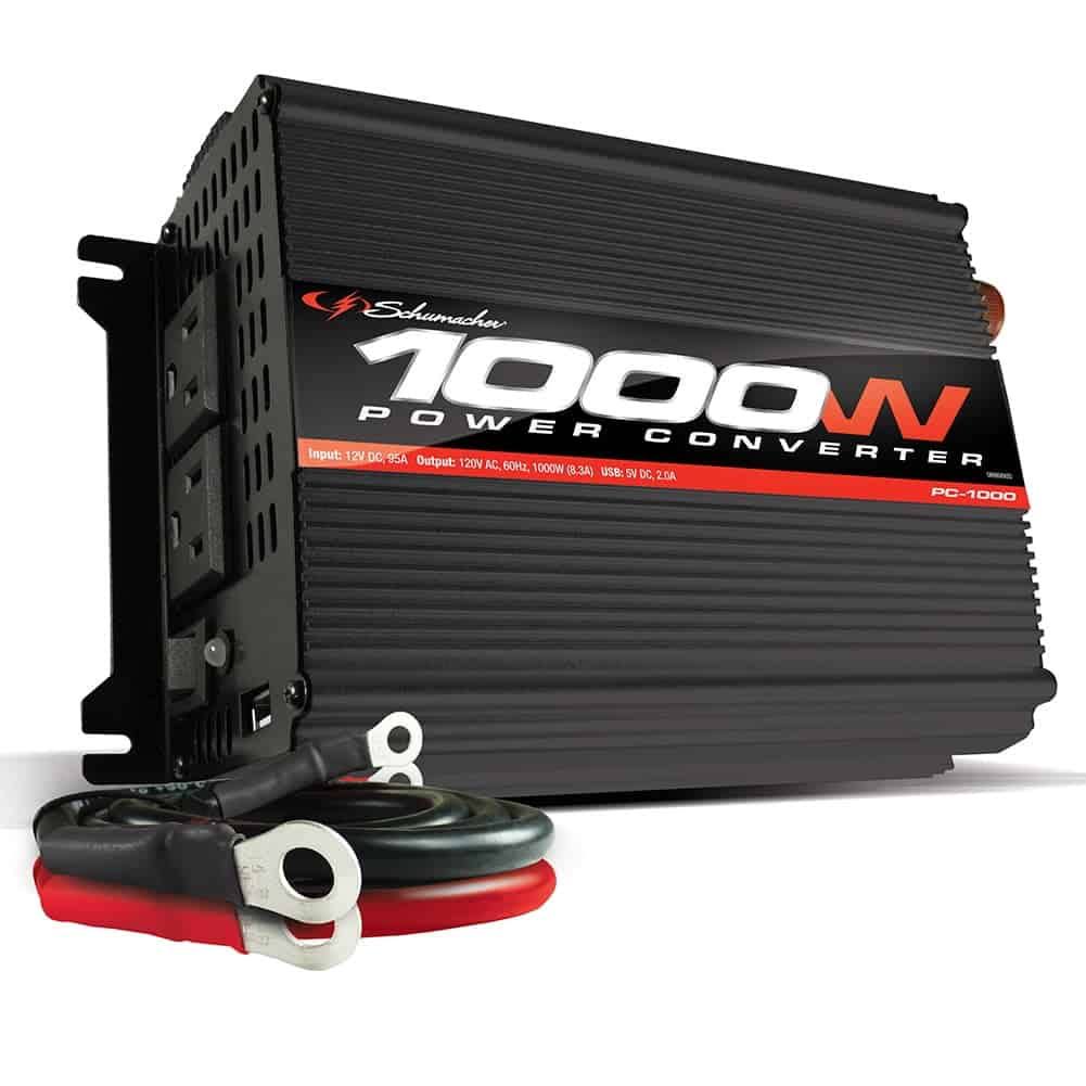 1000 Continuous Watt/2000 Peak Watt Power Inverter – Convert 12V DC Power to 120V AC Household Power