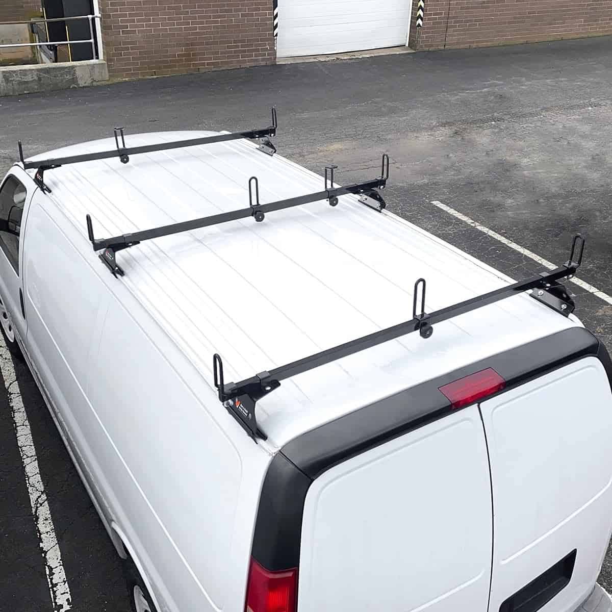 Vantech GFY Heavy Duty 3 Bar Ladder Roof Rack Fits: Chevy Express All Year   Trims (Black)
