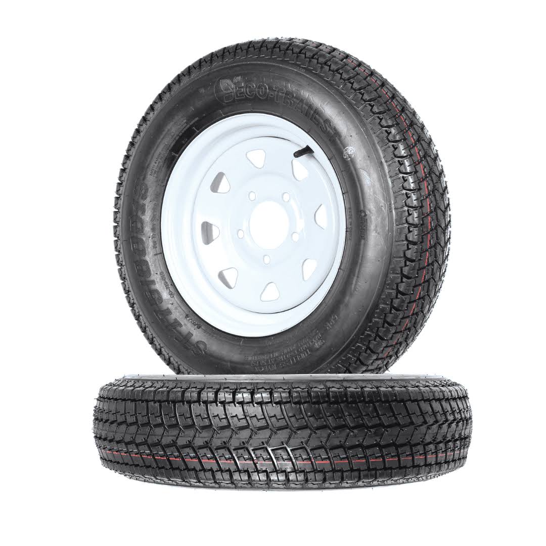 2-Pk Trailer Tires Rims ST175/80D13 175/80 13 B78-13 LRC 5 Lug White Spoke Wheel