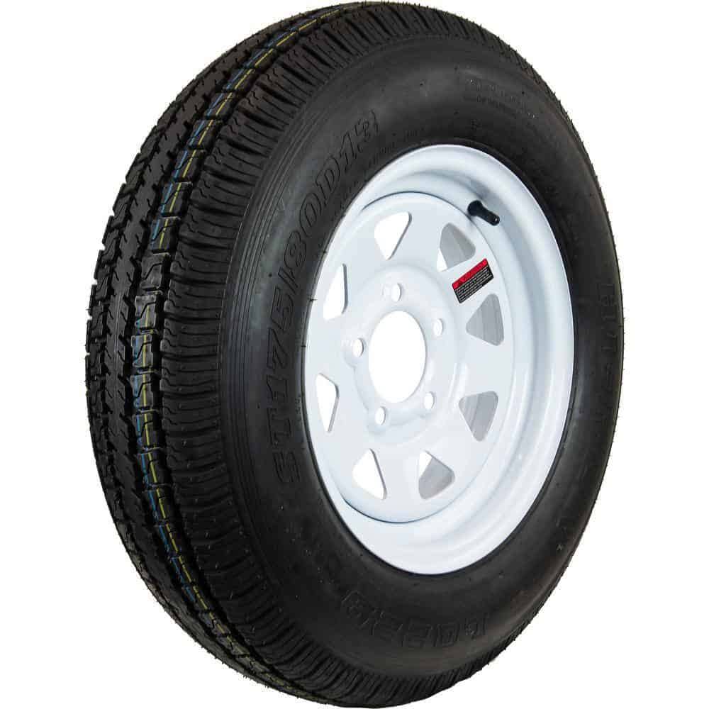 ASB1001 8 Spoke White 50 PSI ST175/80D13 and 13 in. x 4.5 in. 5-4.5HD 6-Ply Tire and Wheel Assembly