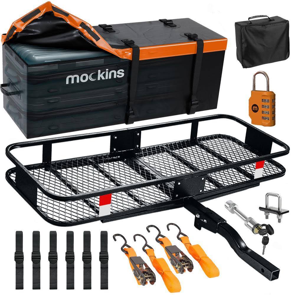 MA-30 500 lbs. Capacity Hitch Mount Cargo Carrier Set with Cargo Bag, Basket, Ratchet Straps, Foldable Shank and 2 in. Raise