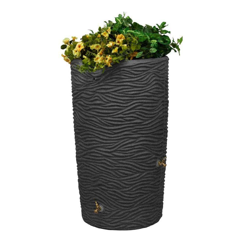 Good Ideas IMP-L65-DAR Impressions Palm 65 Gal. Dark Granite Rain Barrel