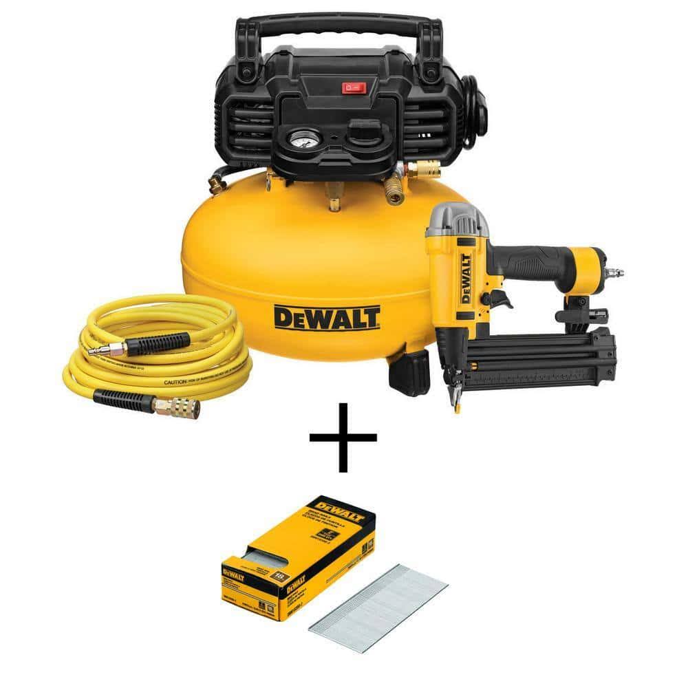 DWFP1KIT18200-2 6 Gal. 165 PSI Heavy-Duty Electric Pancake Air Compressor, 18-Gauge Brad Nailer and 2 in. x 18-GA Brads (2500 per Pack)