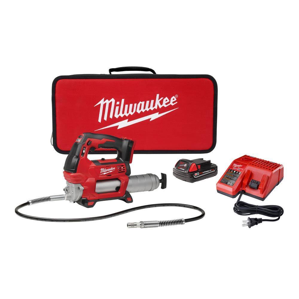 2646-21CT M18 18V Lithium-Ion Cordless Grease Gun 2-Speed with (1) 1.5Ah Batteries, Charger, Tool Bag