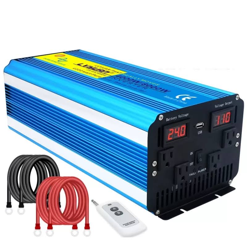 LVYUAN 4000 Watts Pure Sine Wave Power Inverter DC 24V to AC 110V 120V Truck Converter With Remote Control / LED Display / USB