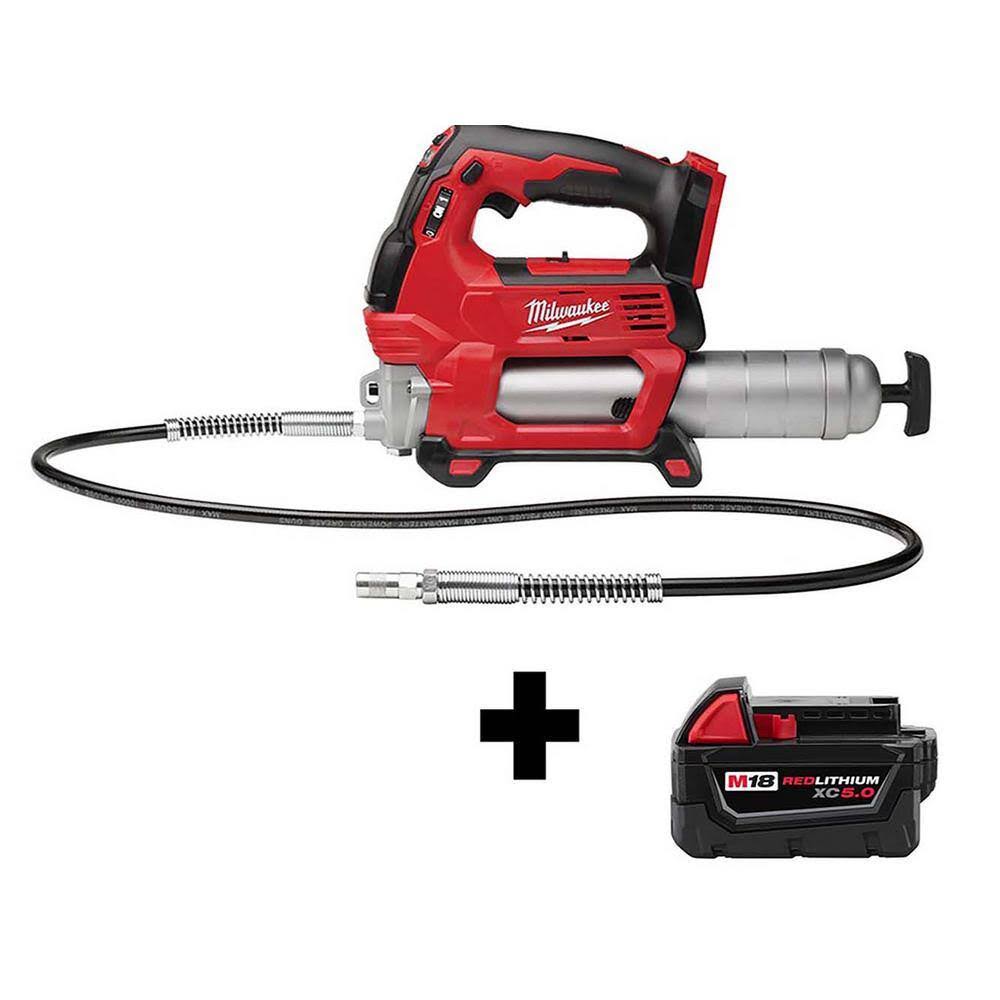 2646-20-48-11-1850 M18 18V Lithium-Ion Cordless Grease Gun 2-Speed W/ M18 5.0 Ah Battery