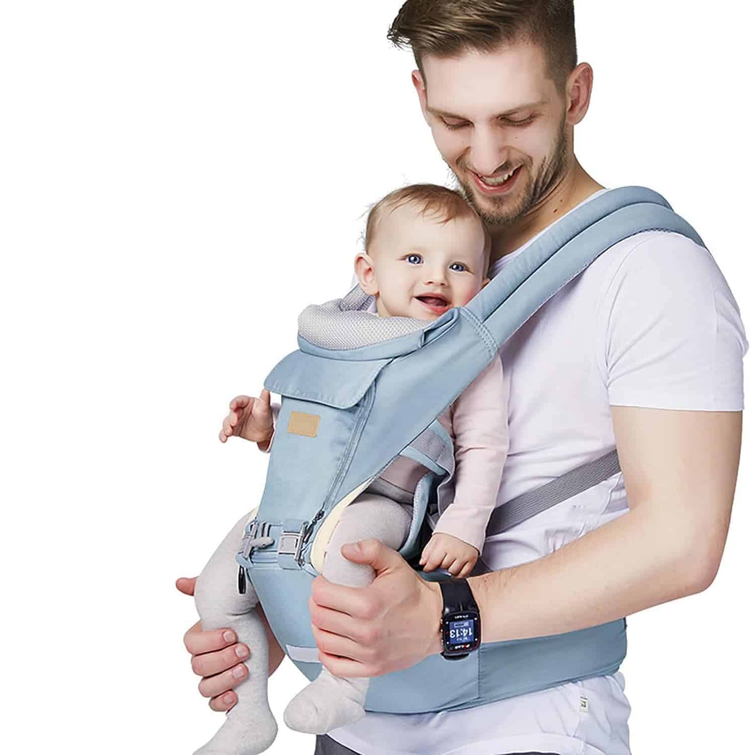 FRUITEAM 6-in-1 Baby Carrier with Waist Stool: Blue