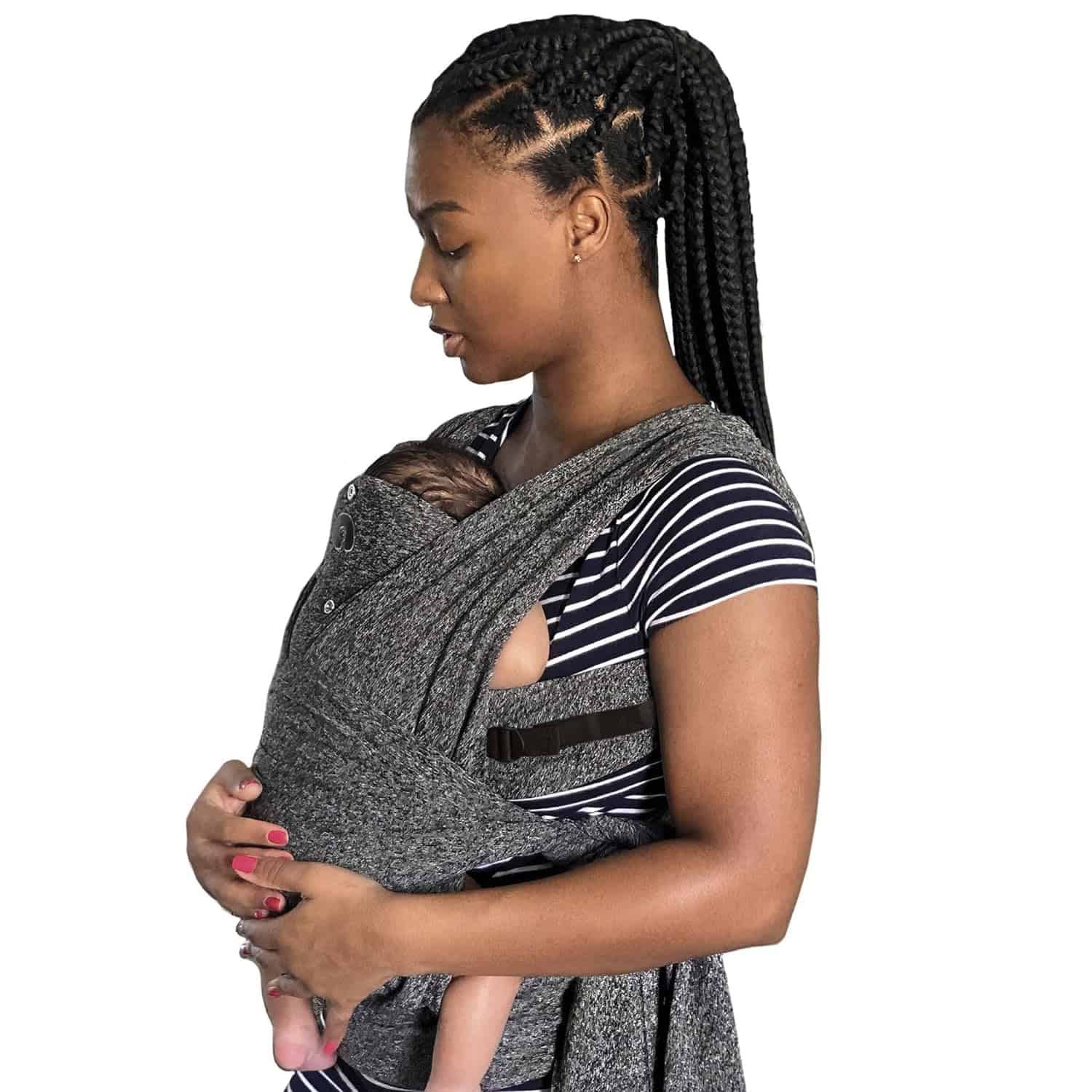 Boppy Baby Carrier- Adjustable ComfyFit, Heathered Gray, Hybrid Wrap