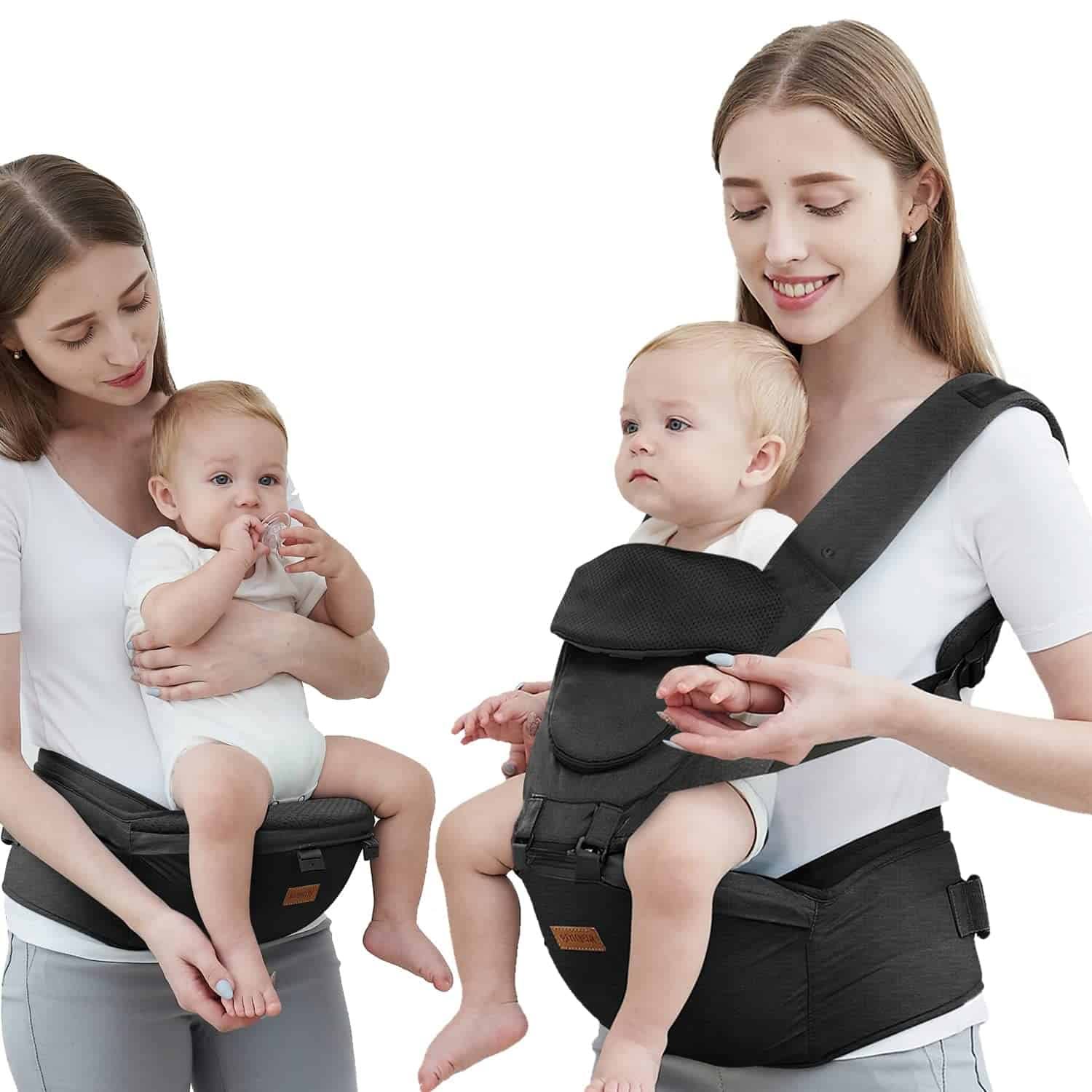 Baby Carrier with Hip Seat, Baby Carrier Newborn to Toddler (Black）