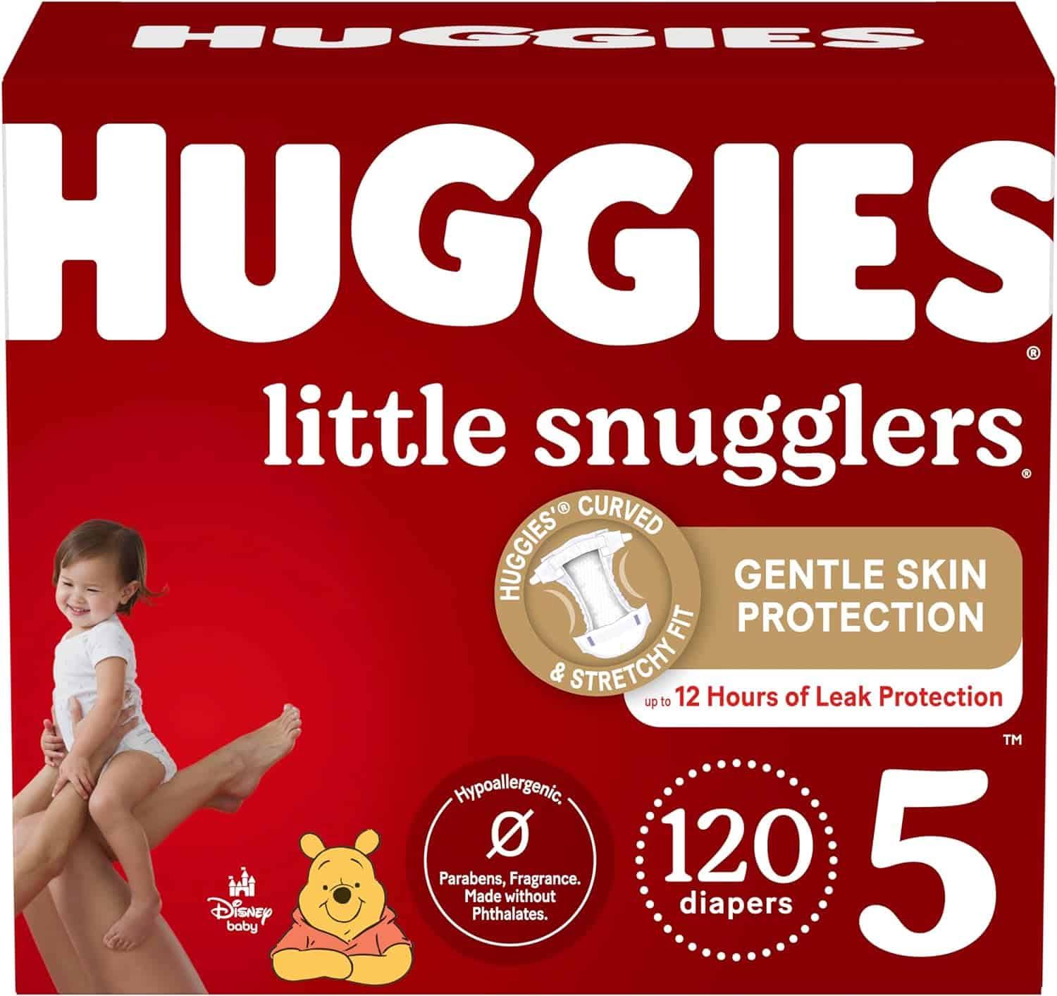 Huggies Size 5 Diapers, Little Snugglers Baby Diapers, Size 5 (27+ lbs), 120 Count