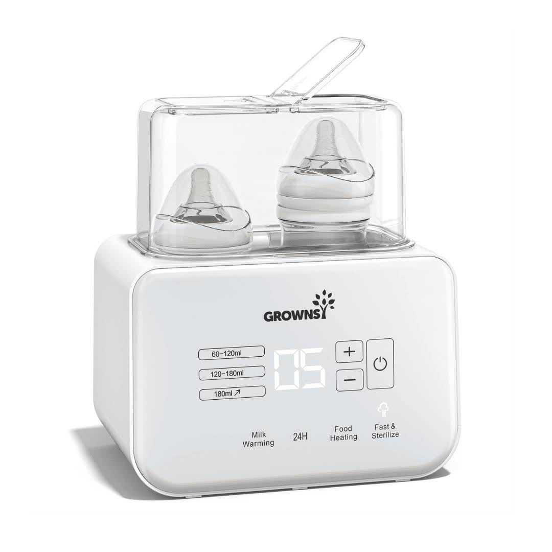 Grownsy Baby Bottle Warmer, 8-in-1 Fast Milk Warmer with Timer Breastmilk or Formula, Fits 2 Bottles
