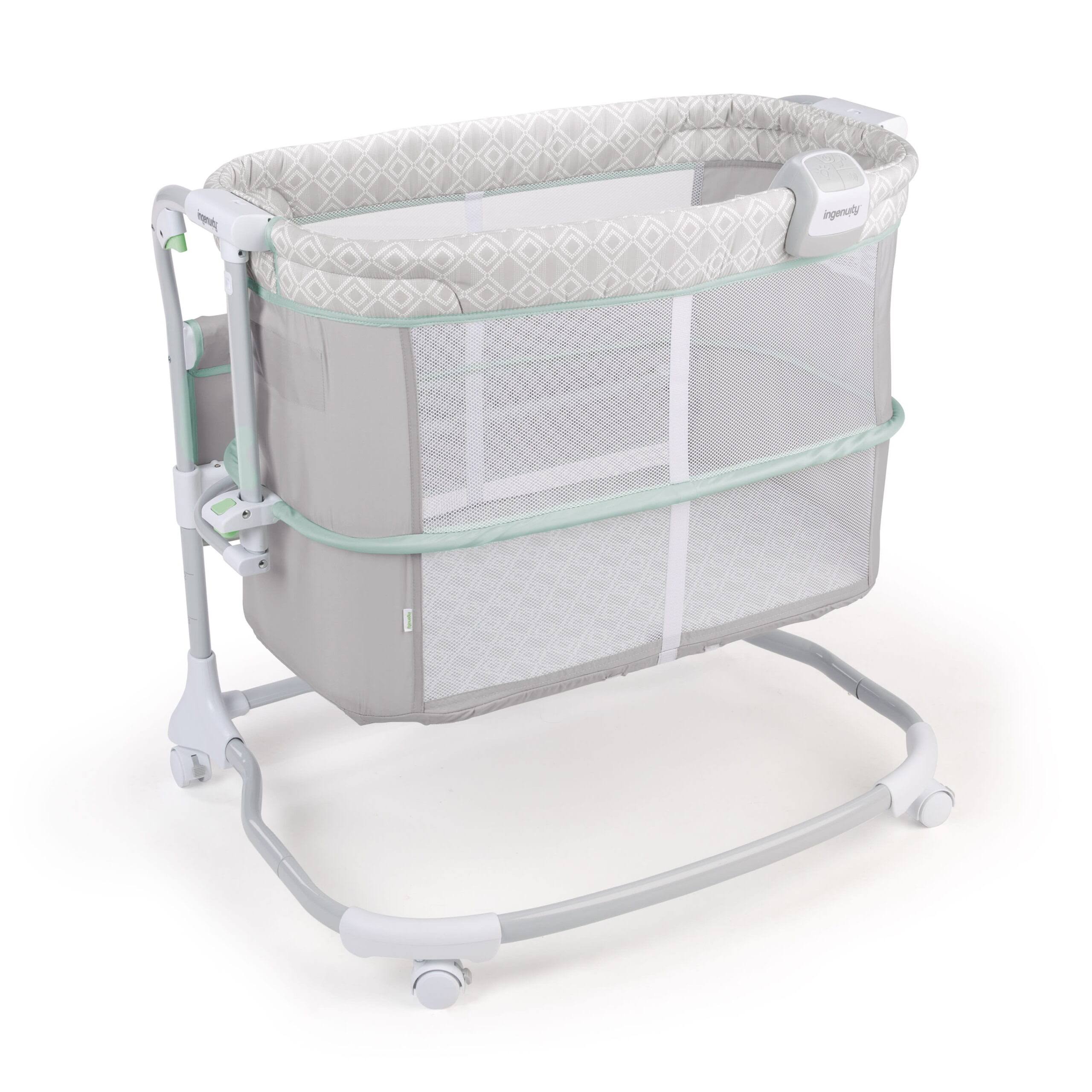 Dream   Grow Bedside Baby Bassinet 2-Mode Crib 0-12 Months, Adjustable Height   Tesse (Green)