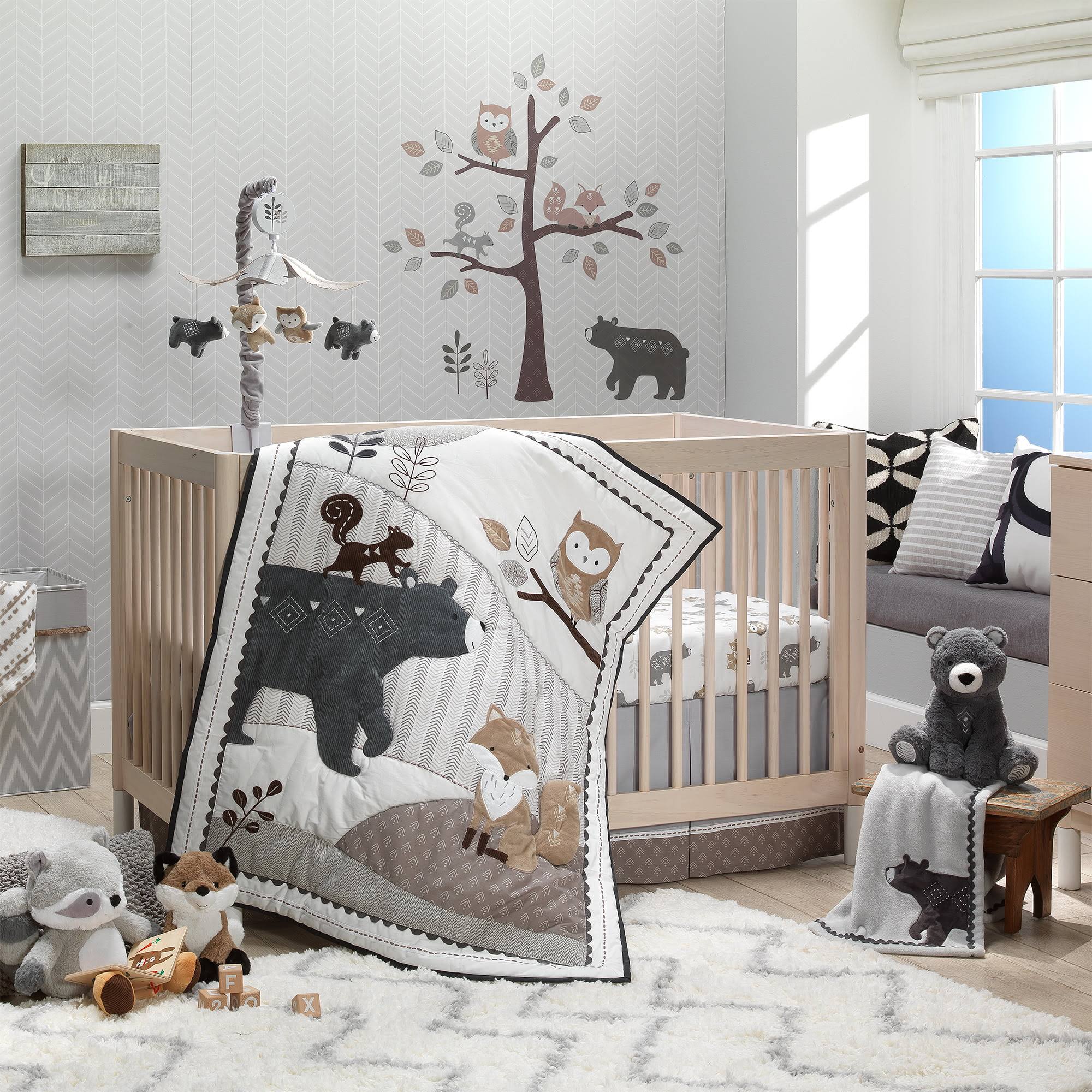 Lambs   Ivy Woodland Forest Infant Newborn Owl Cotton Embroidered Bedding Sets, Crib, Multicolor, 5-Pieces