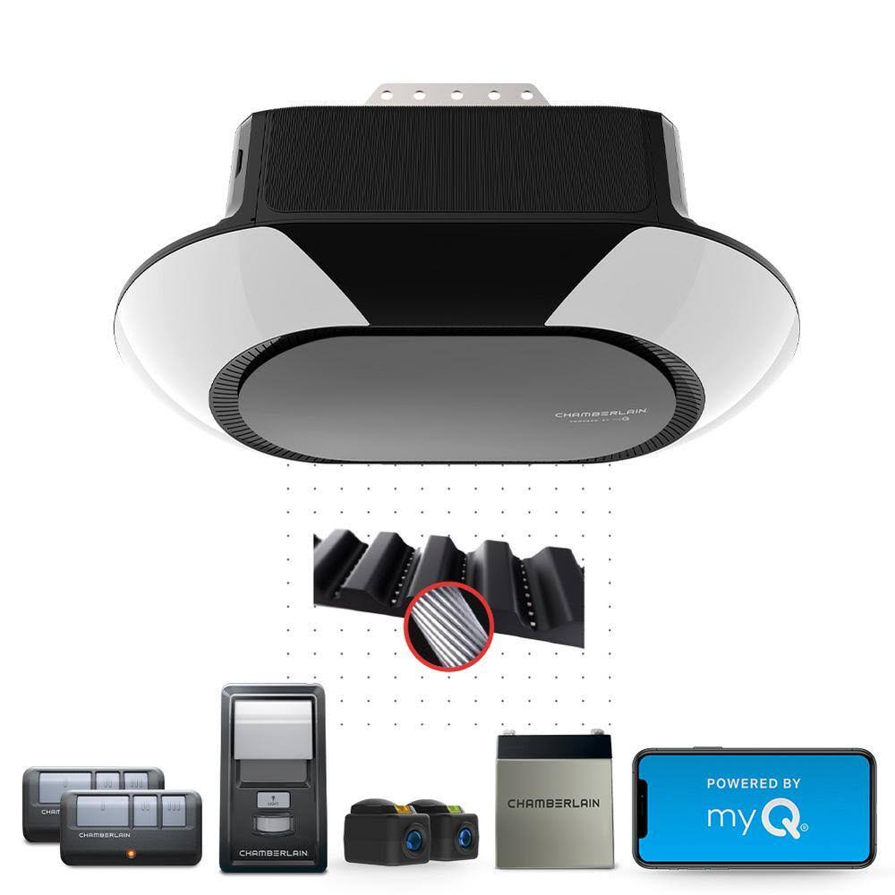 B6713T 1-1/4 HP LED Smart Quiet Belt Drive Garage Door Opener with Battery Backup