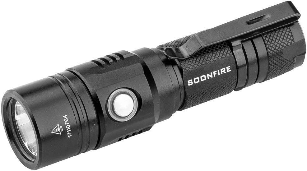 Soonfire Cree LED 1000 Lumens Flashlight, Rechargeable Waterproof Compact EDC Law flashlights