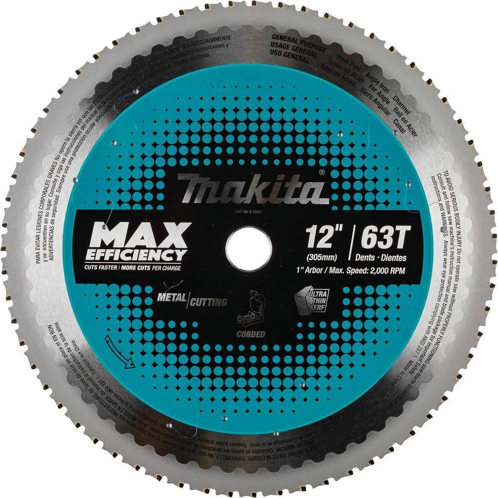 E-12033 12 in. 63-Tooth Carbide-Tipped Max Efficiency Saw Blade, Metal/General Purpose