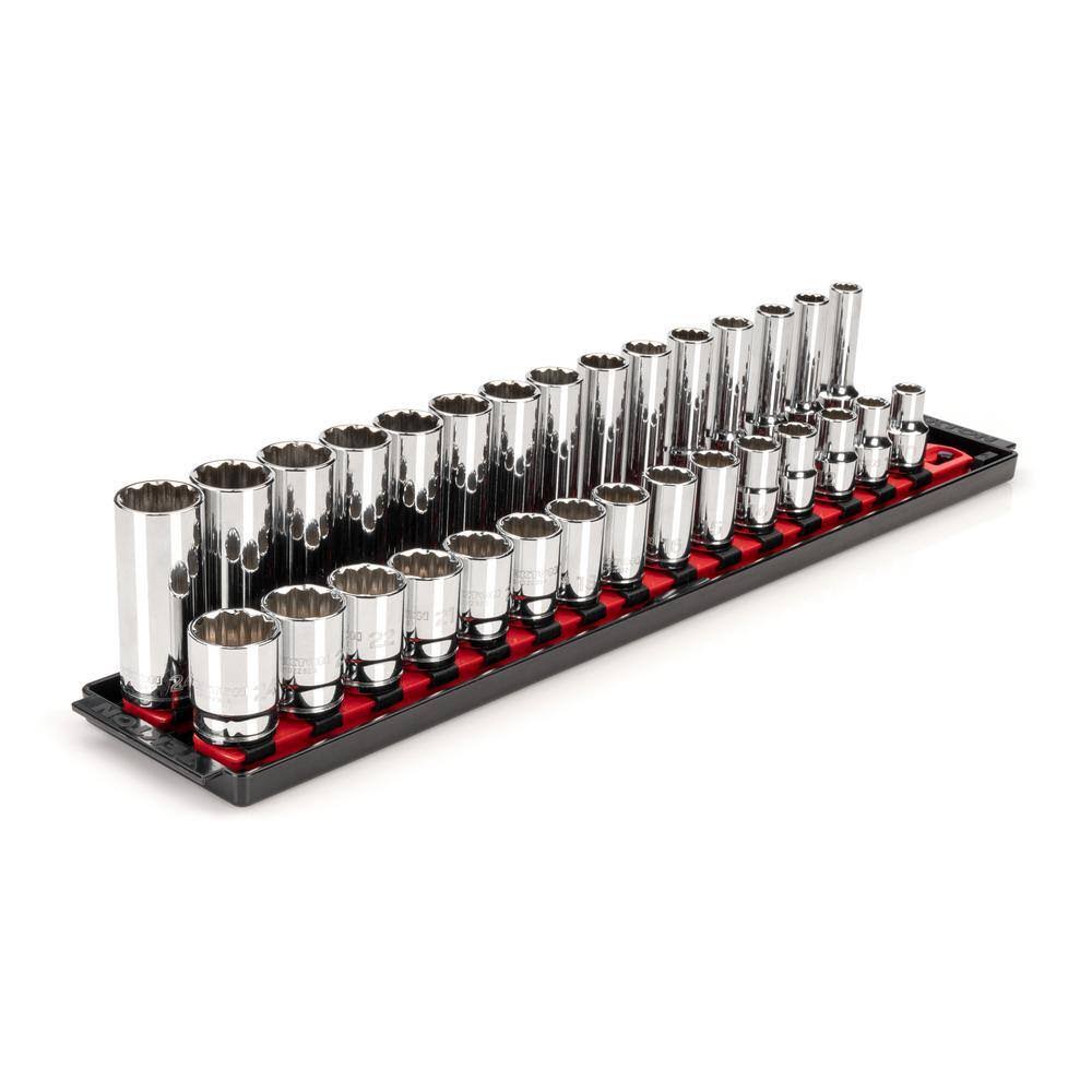 SHD92212 1/2 in. Drive 12-Point Socket Set with Rails (10 mm-24 mm) (30-Piece)