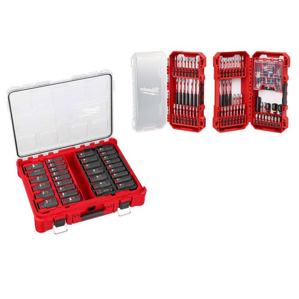 49-66-6806-48-32-5150 SHOCKWAVE 1/2 in. Drive Deep Well Impact  Socket Set with SHOCKWAVE Screw Driver Bit Set (131-Piece)