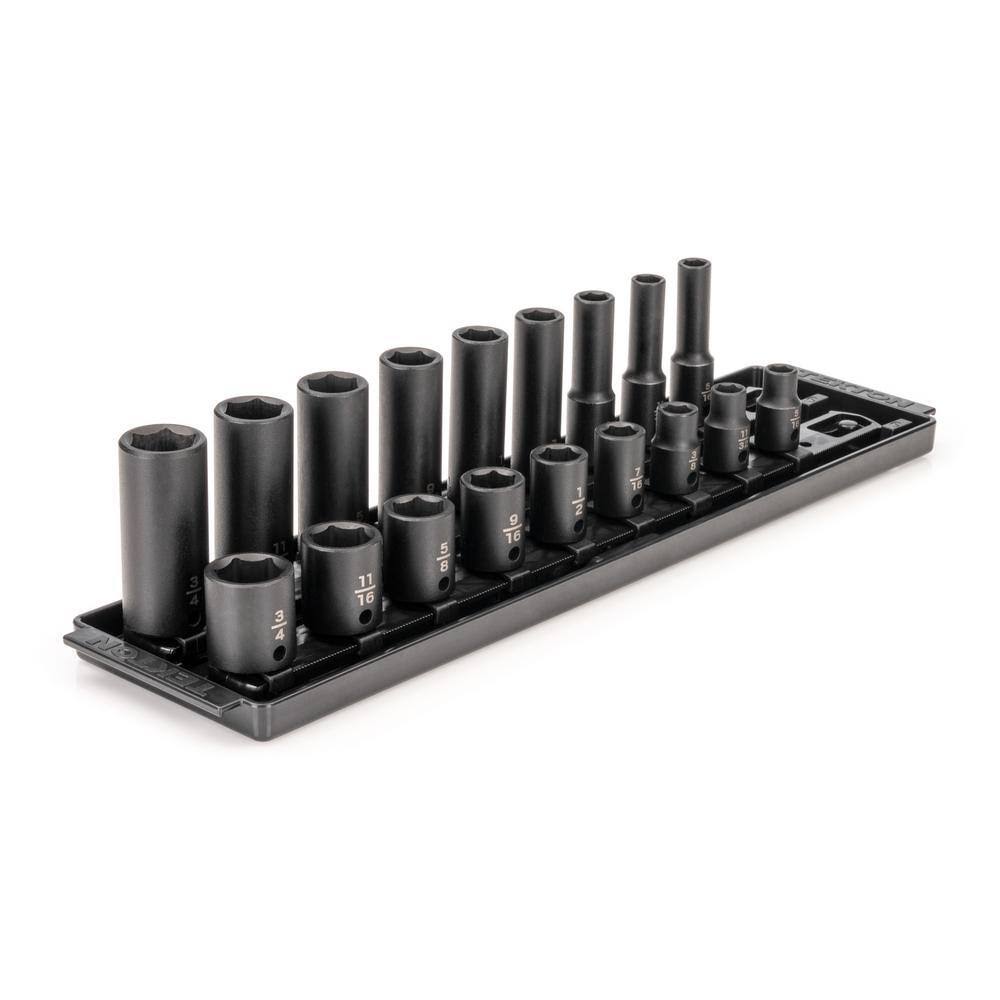 SID91208 3/8 in. Drive 6-Point Impact Socket Set with Rails (5/16 in.-3/4 in.) (18-Piece)