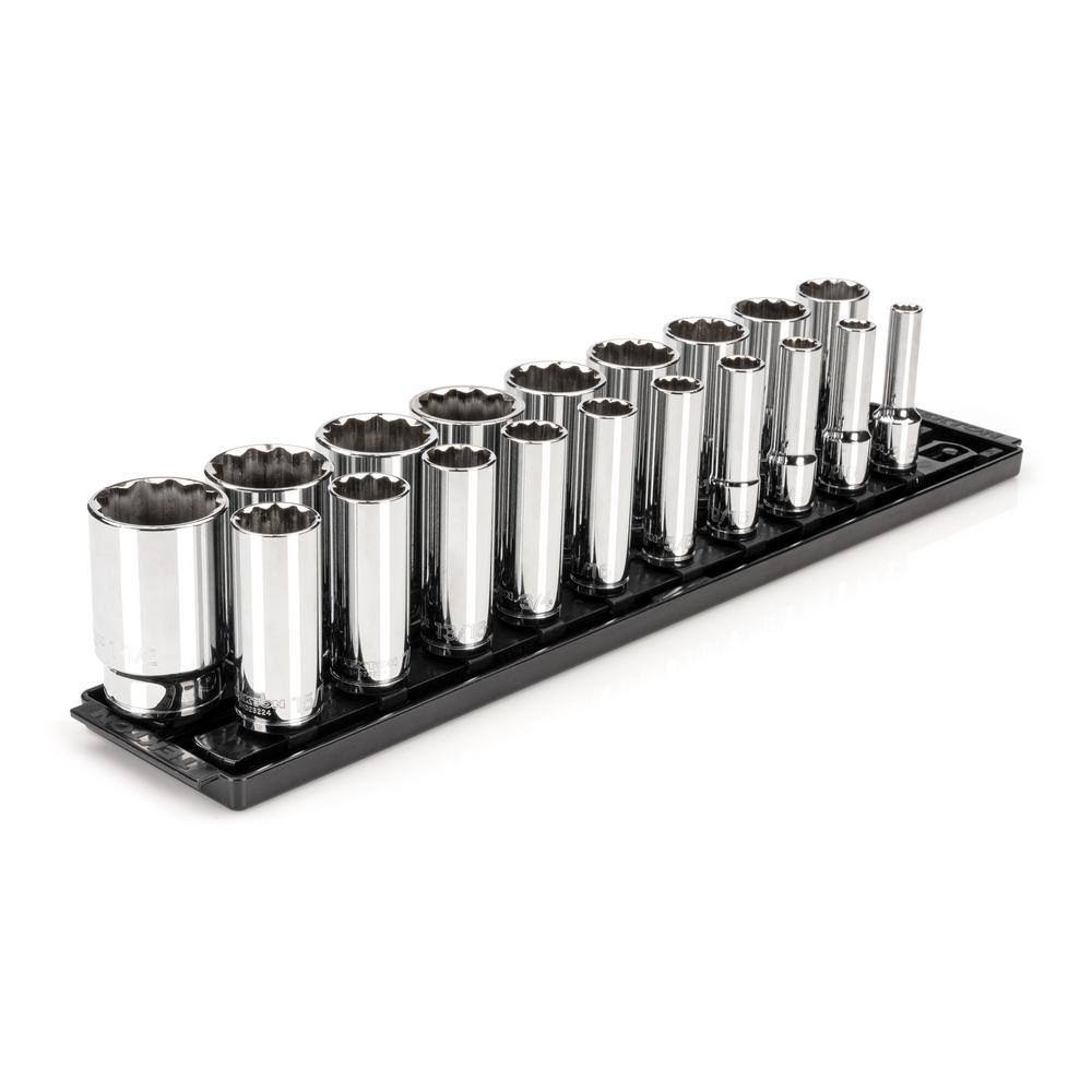 SHD92127 1/2 in. Drive Deep 12-Point Socket Set with Rails (3/8 in.-1-1/2 in.) (19-Piece)