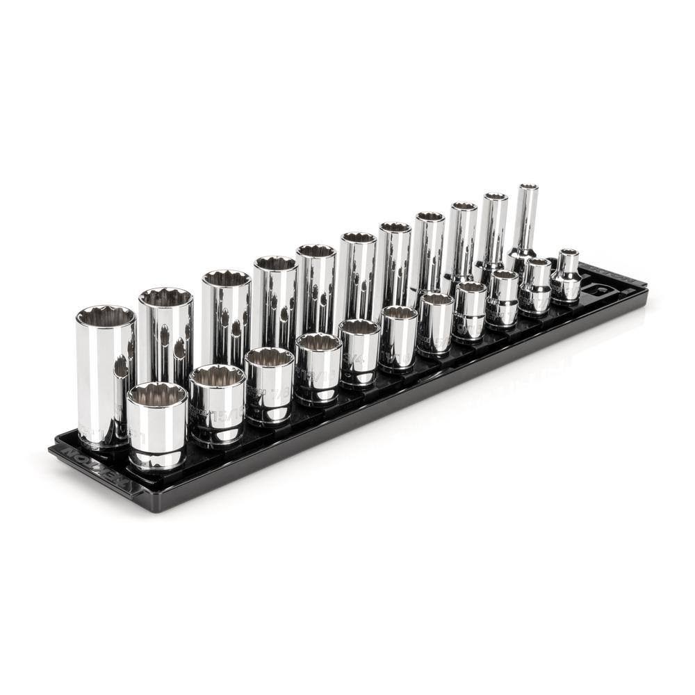 SHD92210 1/2 in. Drive 12-Point Socket Set with Rails (3/8 in.-1 in.) (22-Piece)