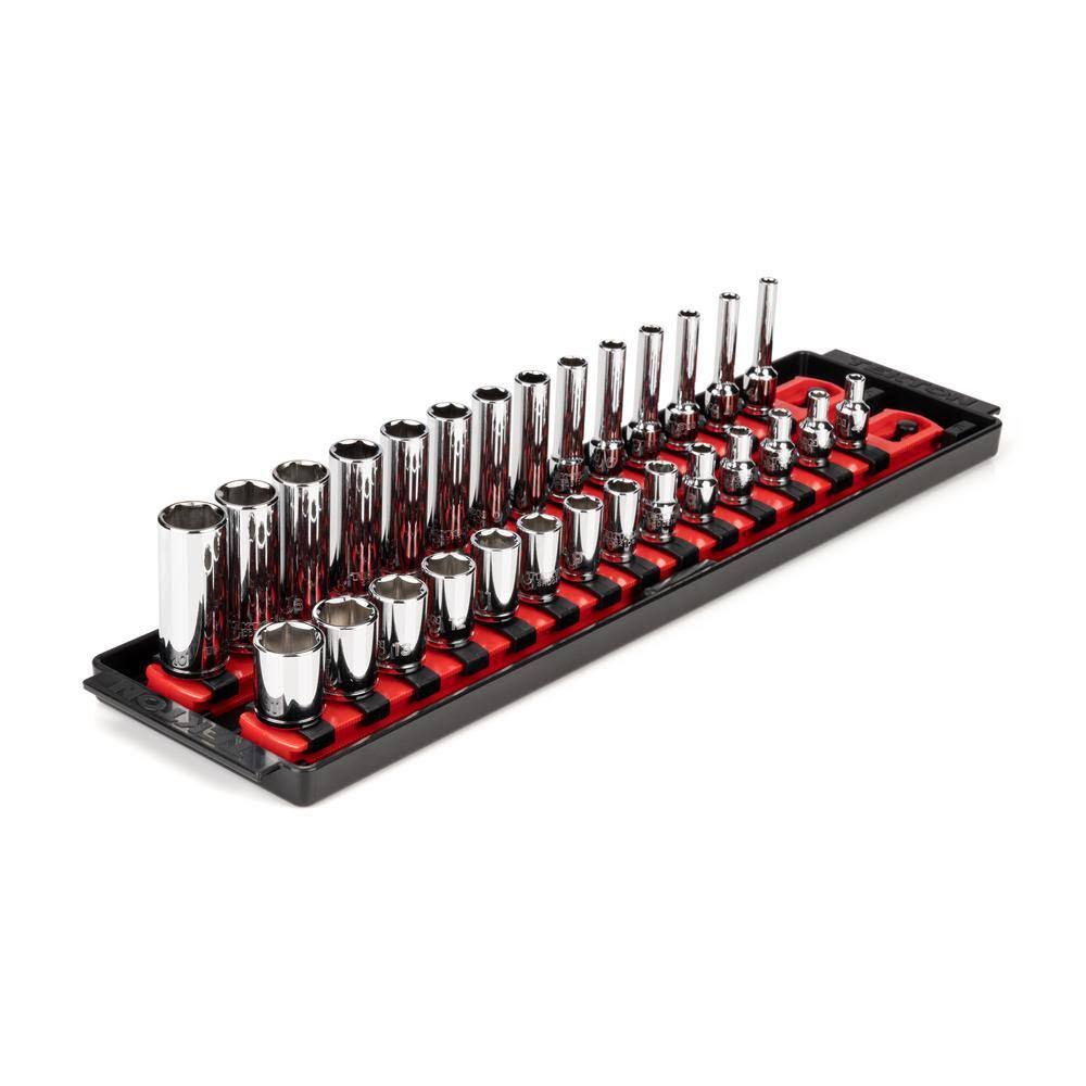 SHD90211 1/4 in. Drive 6-Point Socket Set with Rails (4 mm-15 mm) (28-Piece)
