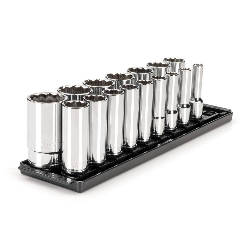 SHD92119 1/2 in. Drive Deep 12-Point Socket Set with Rails (3/8 in.-1-5/16 in.) (16-Piece)