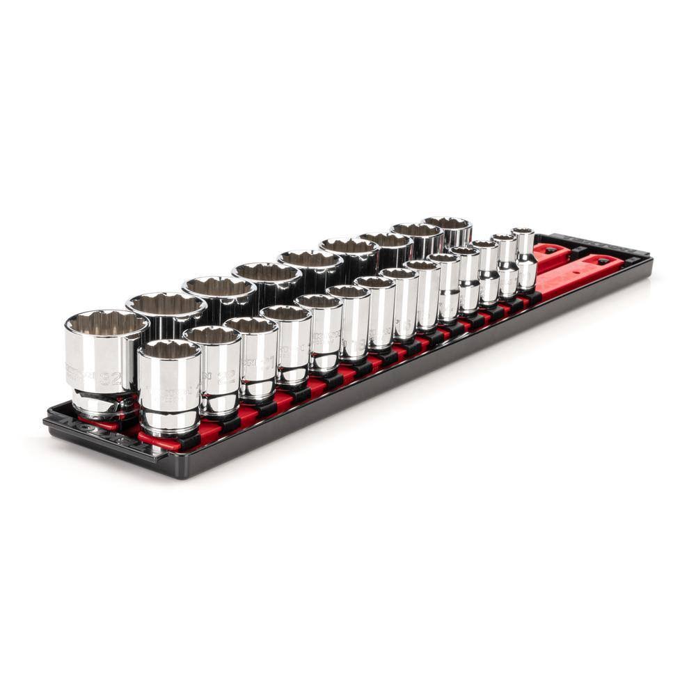 SHD92120 1/2 in. Drive 12-Point Socket Set with Rails (10 mm-32 mm) (23-Piece)