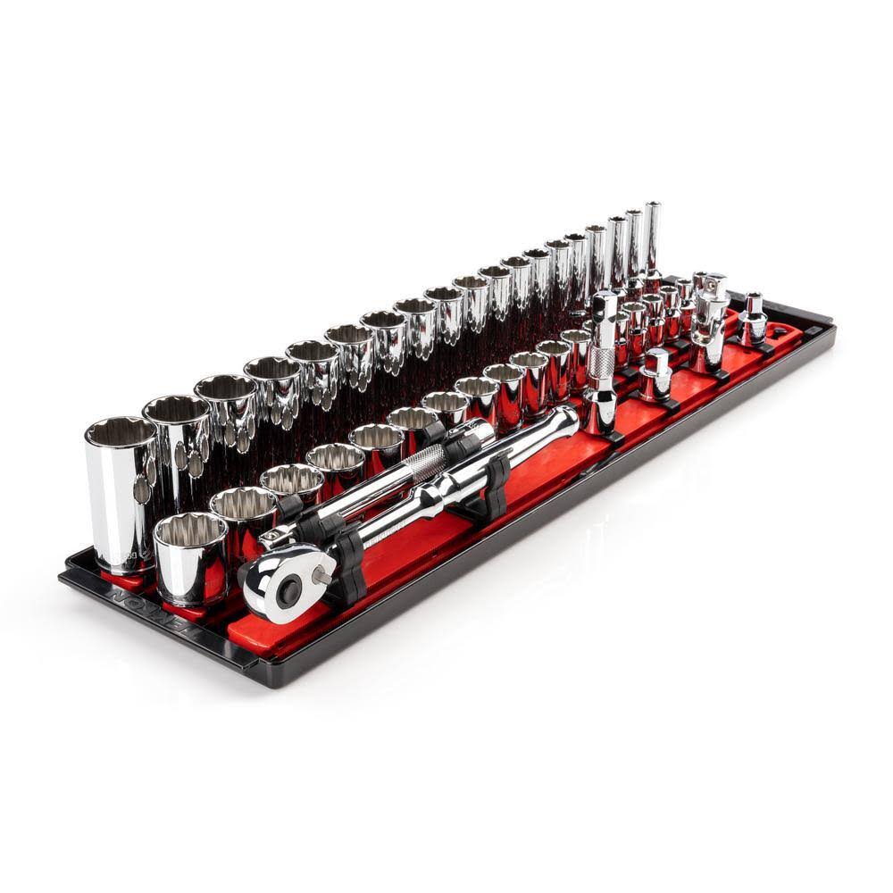 SKT13202 3/8 in. Drive 12-Point Socket and Ratchet Set with Rails (6 mm-24 mm) (44-Piece)