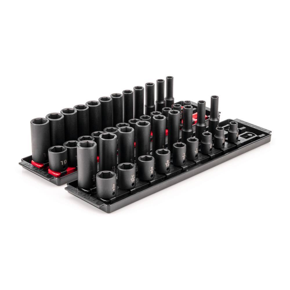 SID91216 3/8 in. Drive 6-Point Impact Socket Set with Rails (5/16 in.-3/4 in., 8 mm-19 mm) (42-Piece)