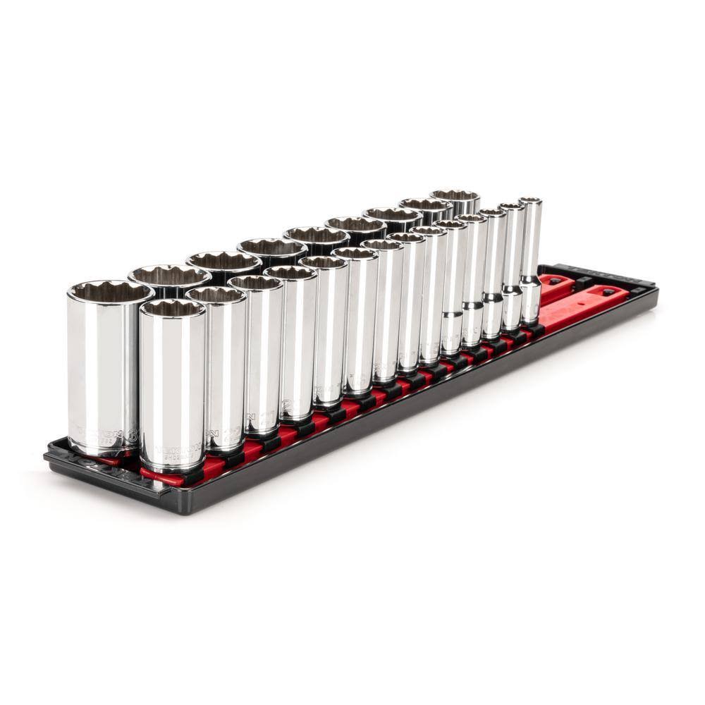 SHD92121 1/2 in. Drive Deep 12-Point Socket Set with Rails (10 mm-32 mm) (23-Piece)