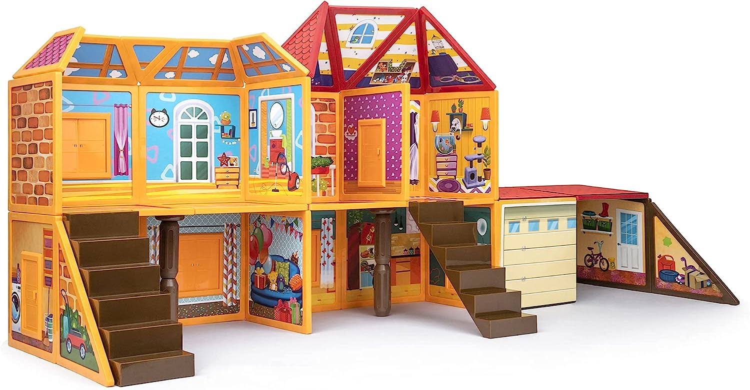 Playmags Magnetic Tiles Building Set, Dollhouse Pretend Play Toy, Creativity and Educational Magnet Blocks Stem Toys, Imaginative Birthday Gift for Kids Ages 3+