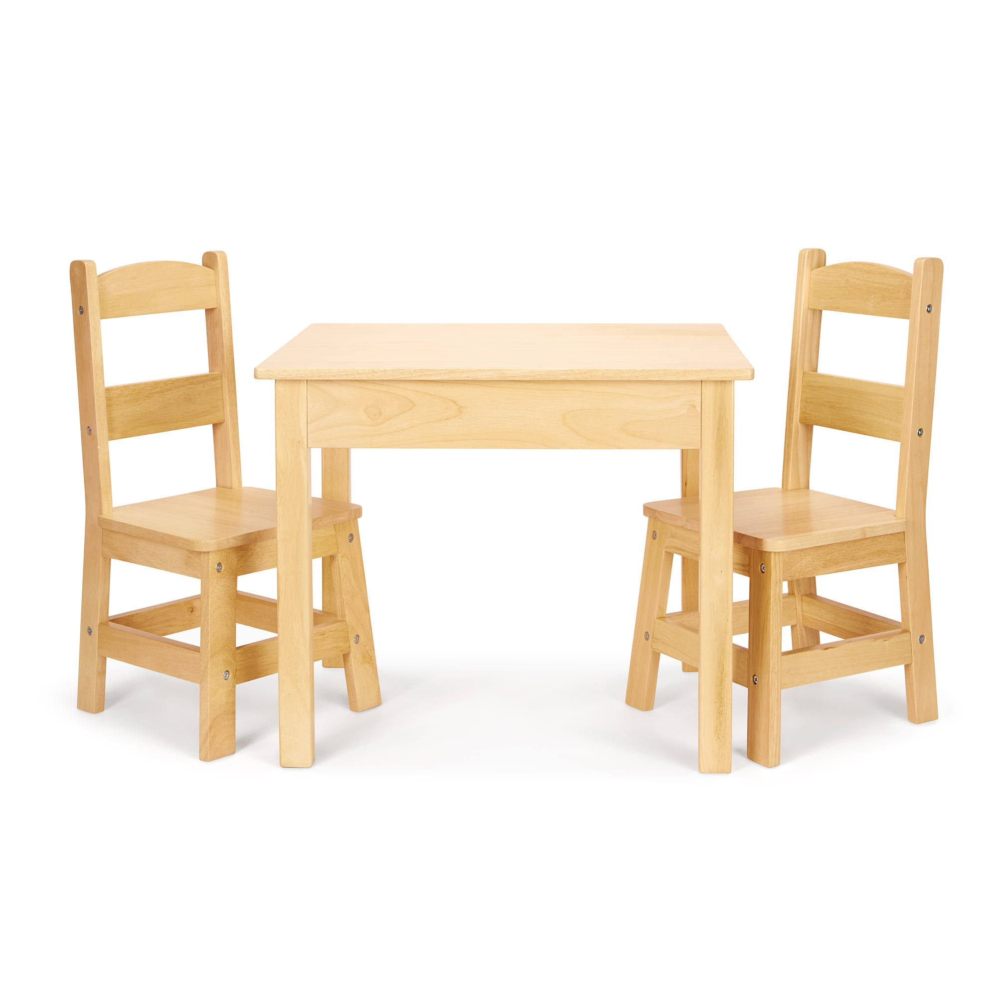 Melissa   Doug Solid Wood Table and 2 Chairs Set   Light Finish Furniture for Playroom