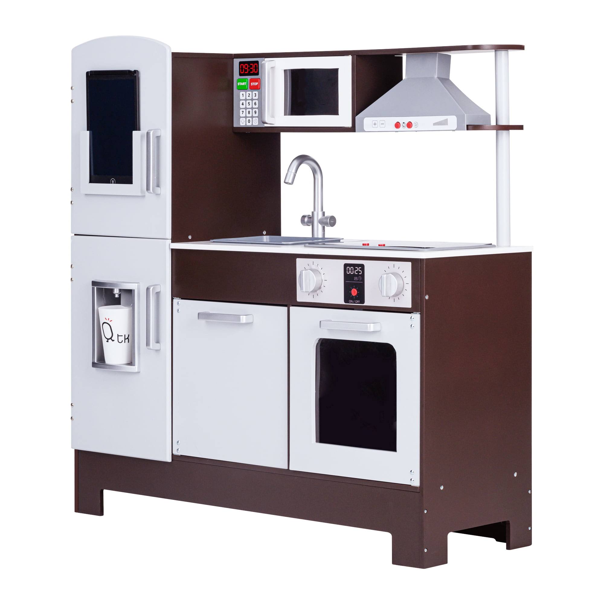 Kids Little Chef Munich Classic Kids Kitchen Playset with E-Writing Board, Espresso/Gray