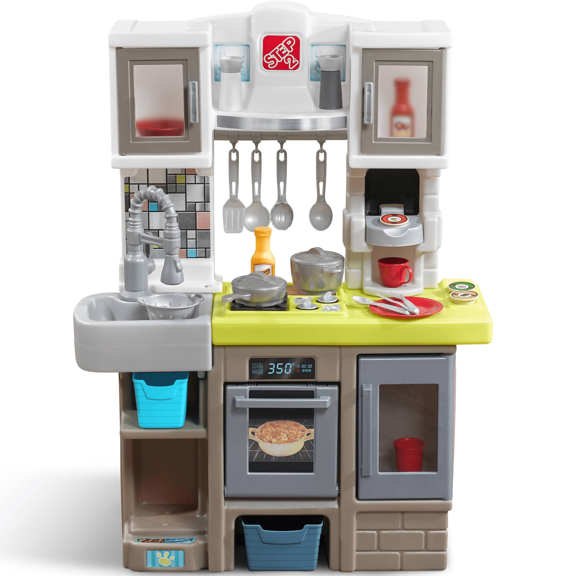 Contemporary Chef  Brown and White Toddler Plastic Play Kitchen