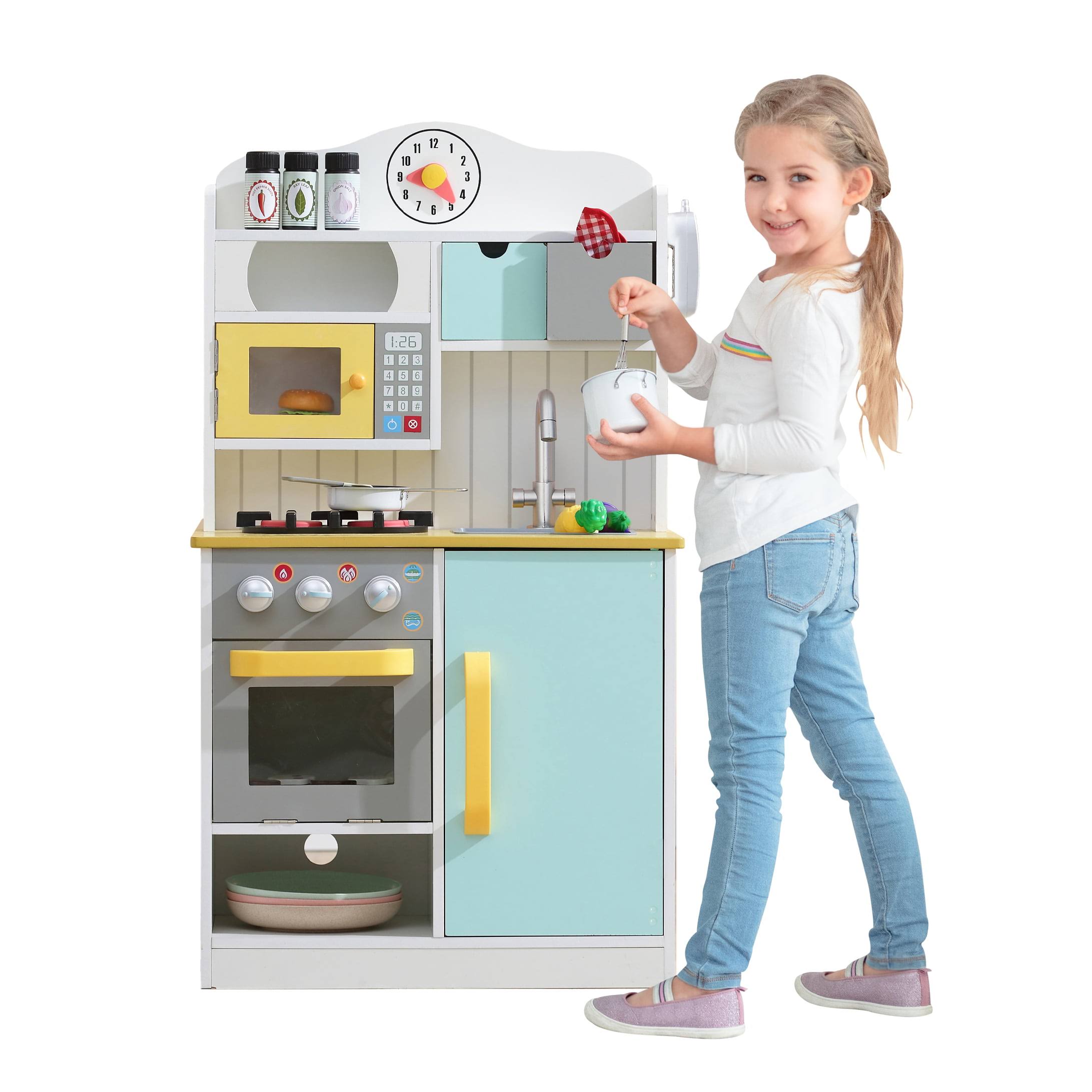 Kids Little Chef Florence Classic Kids Kitchen Playset with 5 Accessories, White/Blue