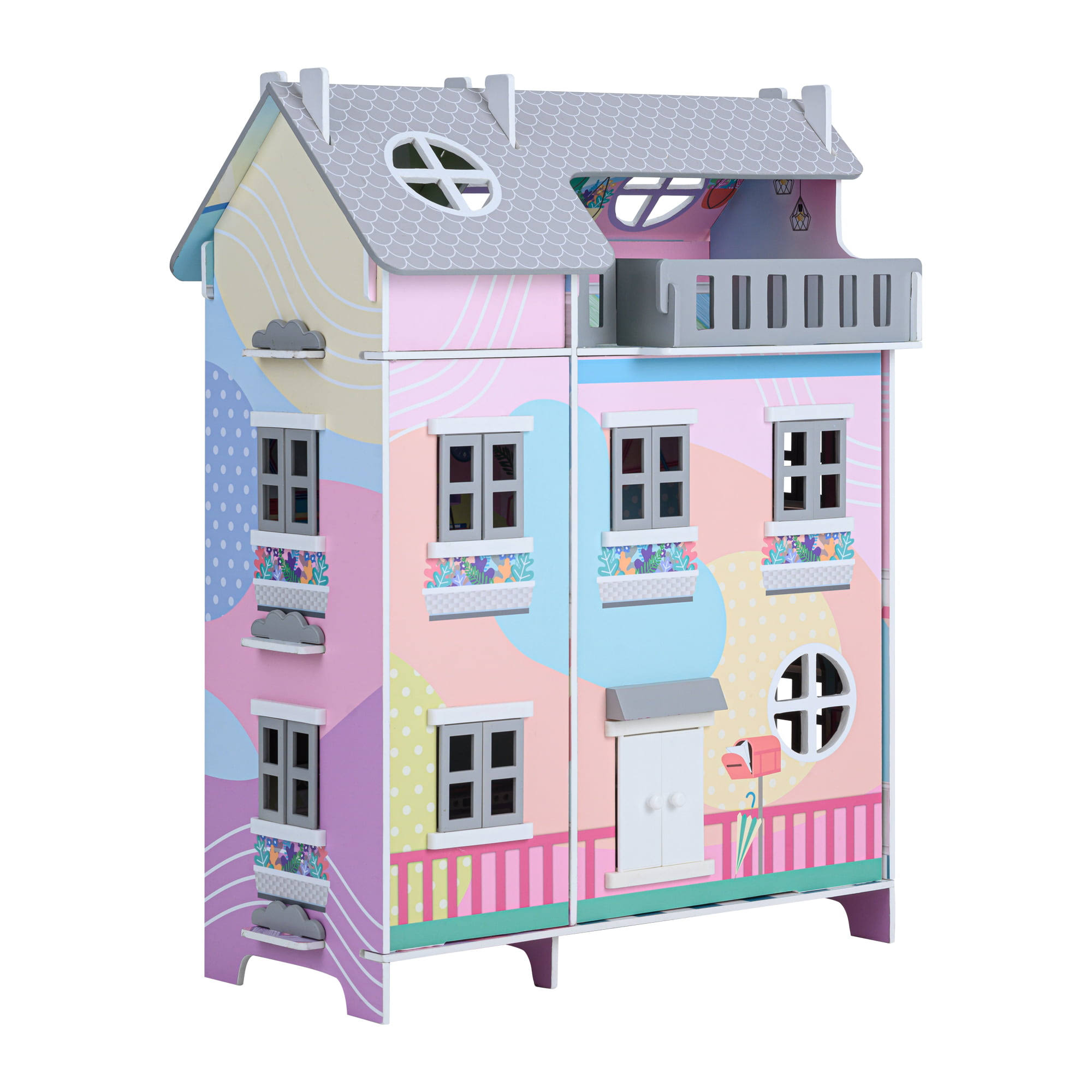 Kids Sunroom Dollhouse with 11 Accessories, Multicolor