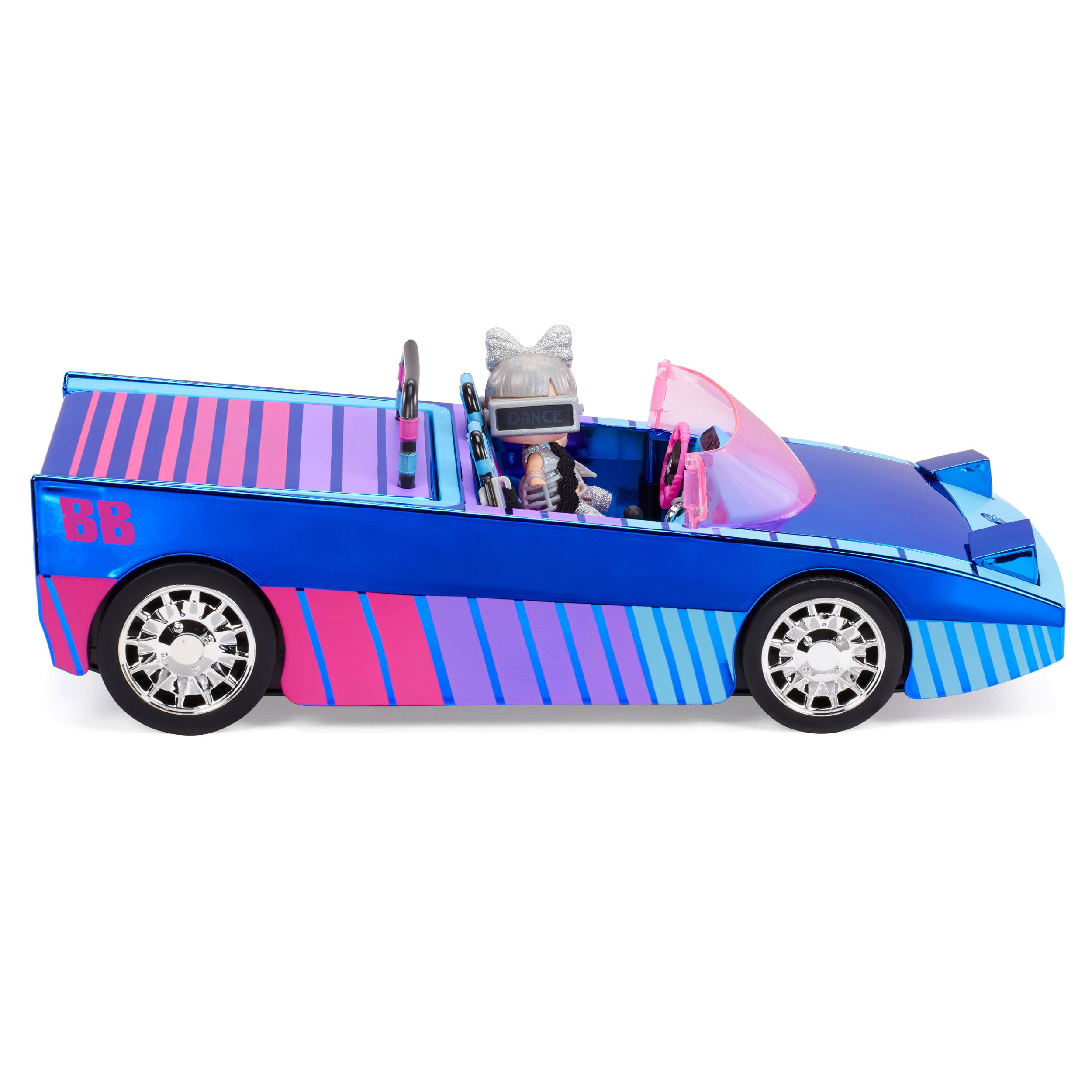 LOL Surprise Dance hine Car With Exclusive Doll, Surprise Pool and Dance Floor, Multicolor and Magic Blacklight, For Kids
